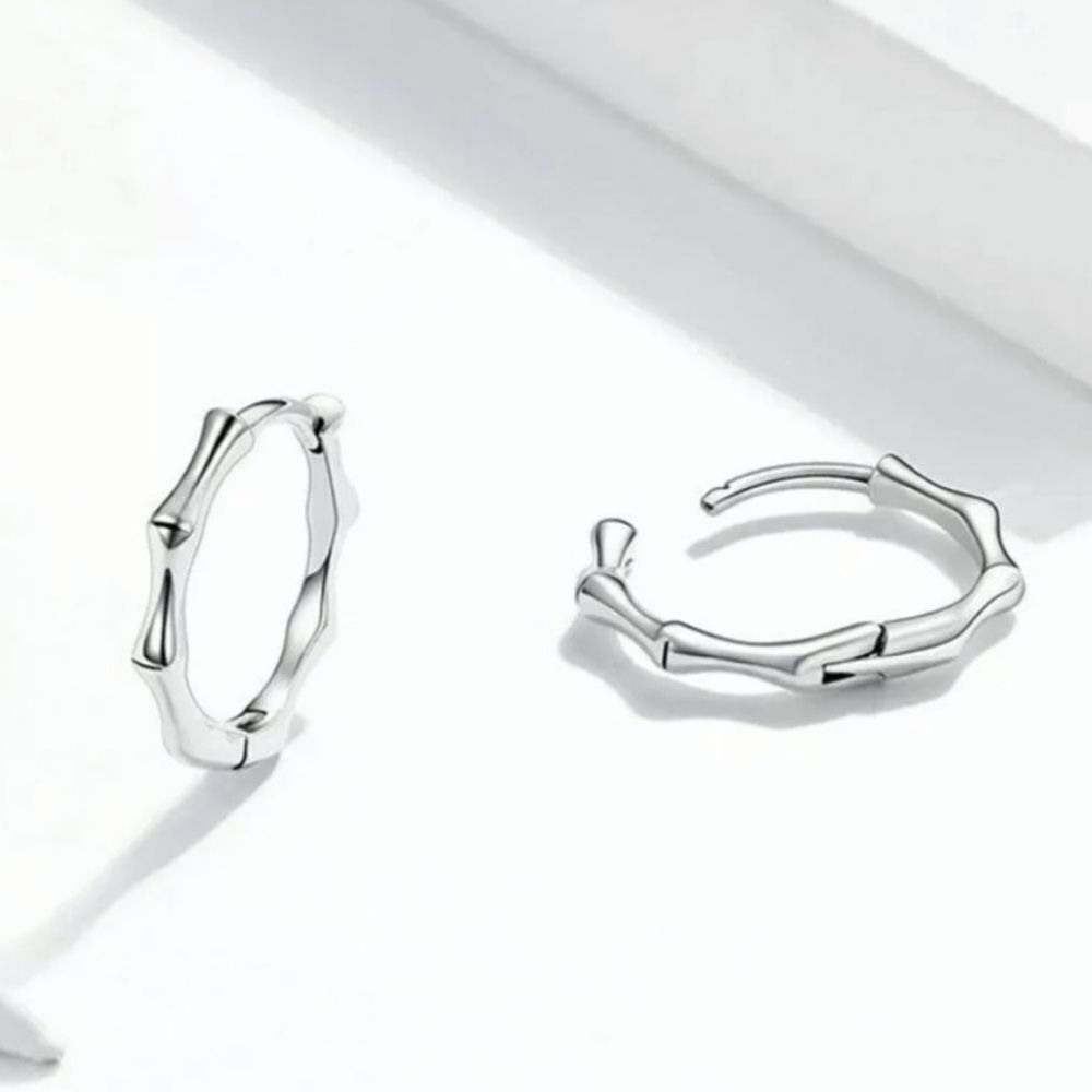 The Bamboo Bae 925 silver dainty huggie, hoop earrings